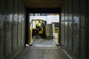 Forklift course Brisbane - forklift seen from a container