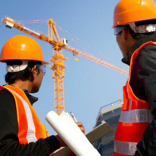 dogman training brisbane - men looking at orange crane