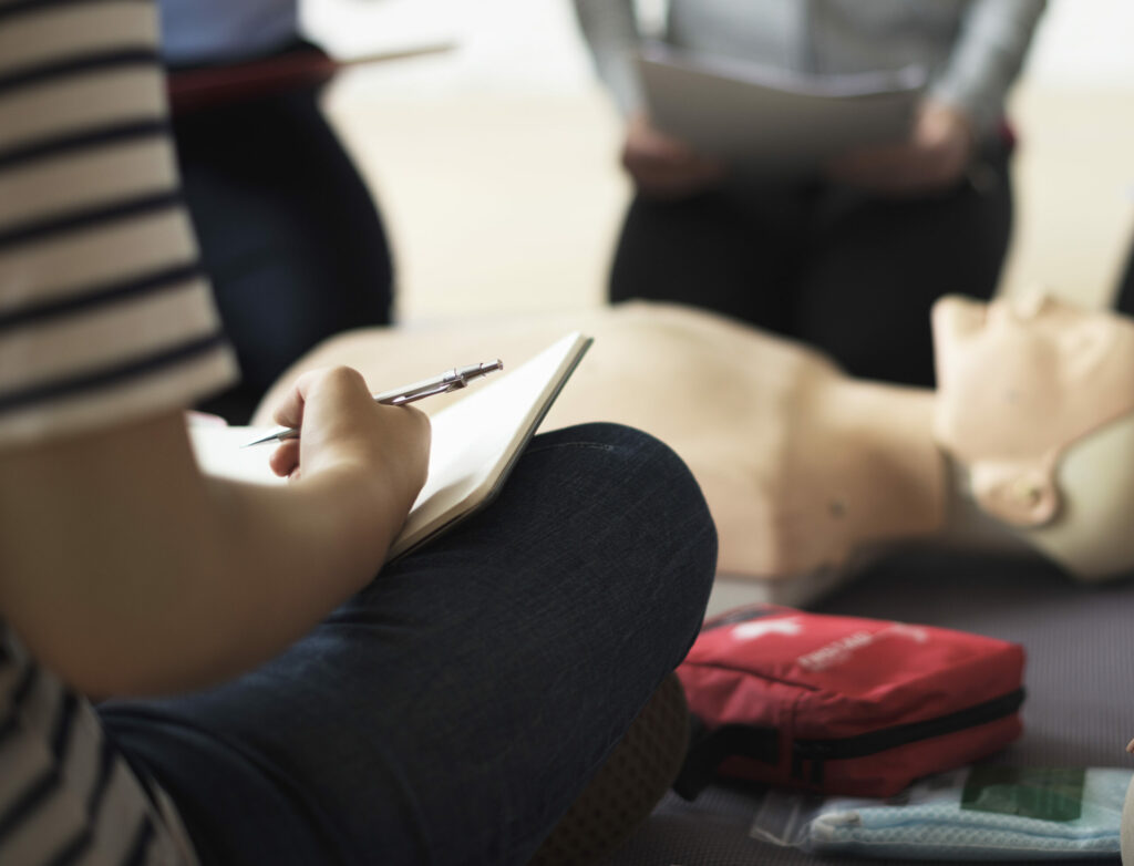 CPR First Aid course in Sunshine Coast with a CPR doll